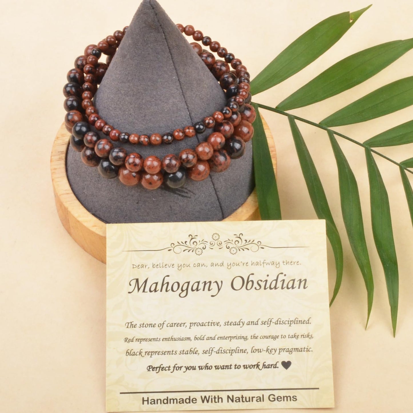 CHCCOYE 6mm Natural Healing Gemstone Bracelet Handmade Yoga Stretch Elastic Bracelet Stress Relief Crystal Jewelry for Men and Women (6mm,Mahogany Obsidian)