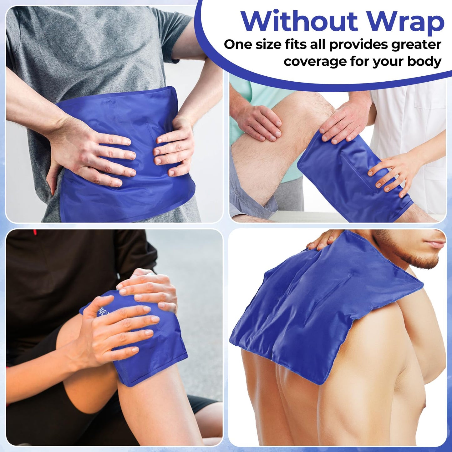 Ice Packs for Injuries 14" X 11"": Ohuhu 2 Pack Hot Cold Gel Ice Pack X-Large Reusable Ice Packs with Wrap Flexible Pain Relief for Shoulder Legs Knee Back Hip Aches Injury Muscle Pain-Blue"