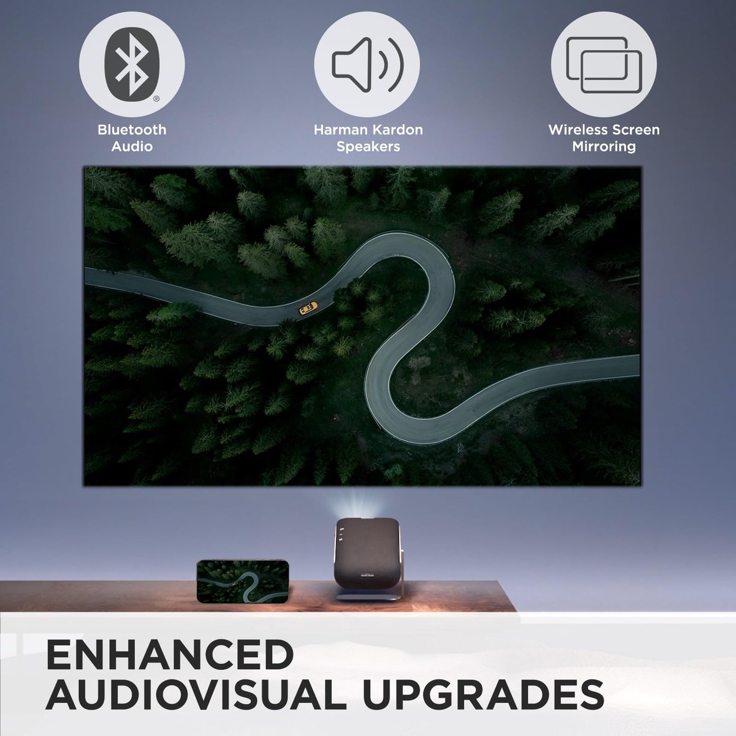 ViewSonic M1X Portable LED Projector with Smart Stand, Harman Kardon Speakers, Built-In Battery, H/V Keystone, 4 Corner Adjustment, Bluetooth, Wi-Fi, USB-C, Powered USB A