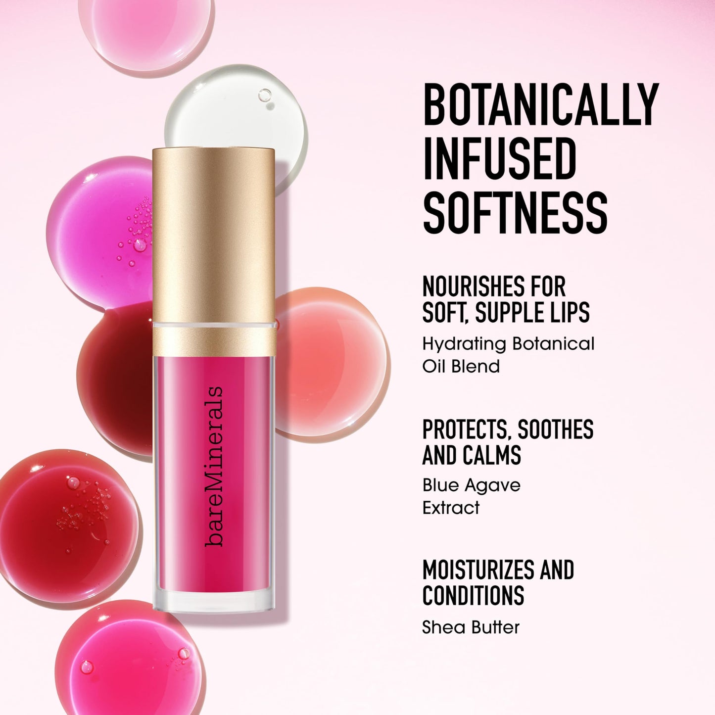 bareMinerals Nourishing Lip Oil, Ultra-Hydrating, Non-Sticky & High-Shine, Clean & Vegan Formula with 9 Botanical Oils & Hyaluronic Acid for Soft, Smooth Lips, Spark
