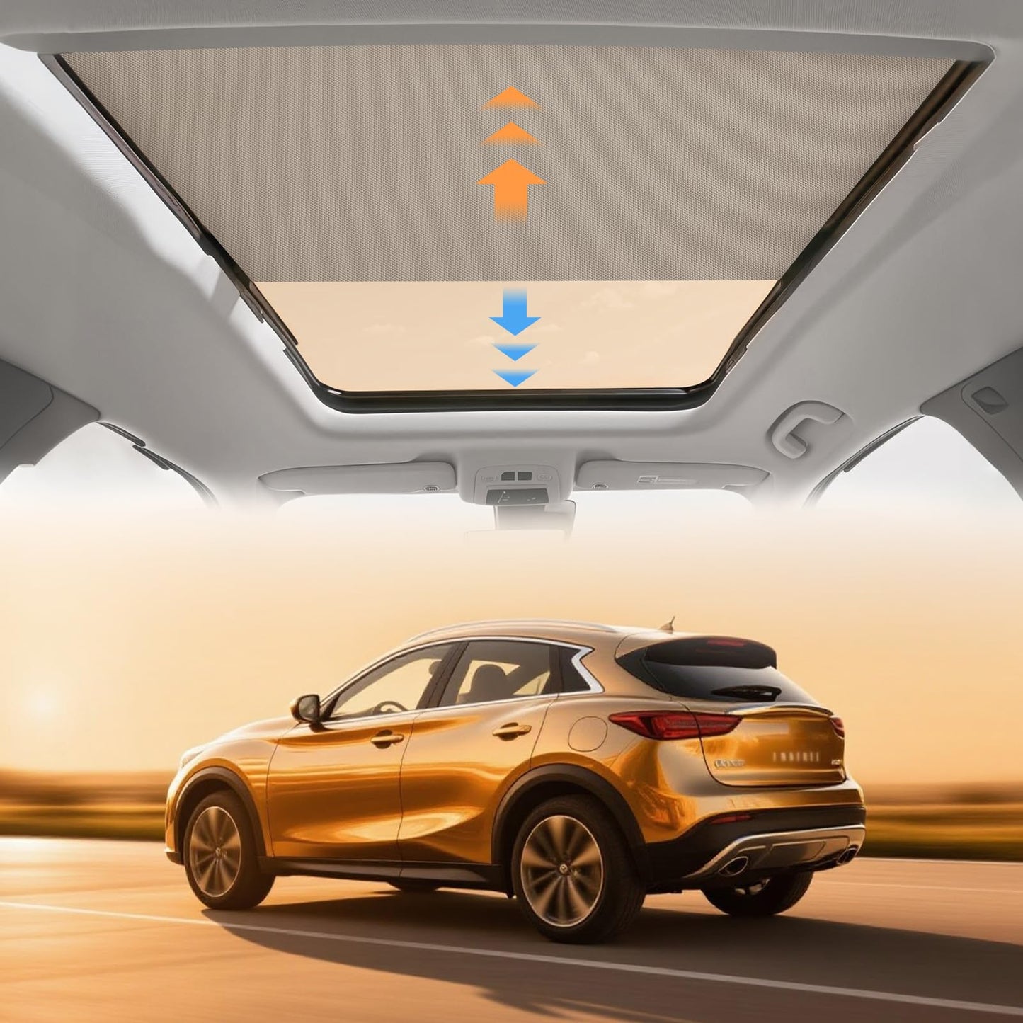 YIFOUM Car Panorama Sunroof Sunshade Curtain Cover Sun Shade Roller Blind Assembly for Infiniti QX30 Q30 2016 2017 2018 2019-912501A69A (Beige)