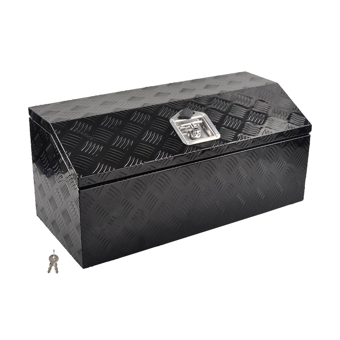 TBAPFS 30 Inch Aluminum Trailer Tongue Tool Box 5 Bar Tread Wide Utility ToolBox for Pick Up Truck RV Storage Organizer Tool Box with Lock and Keys - 30"X13.2"X13.5" Black