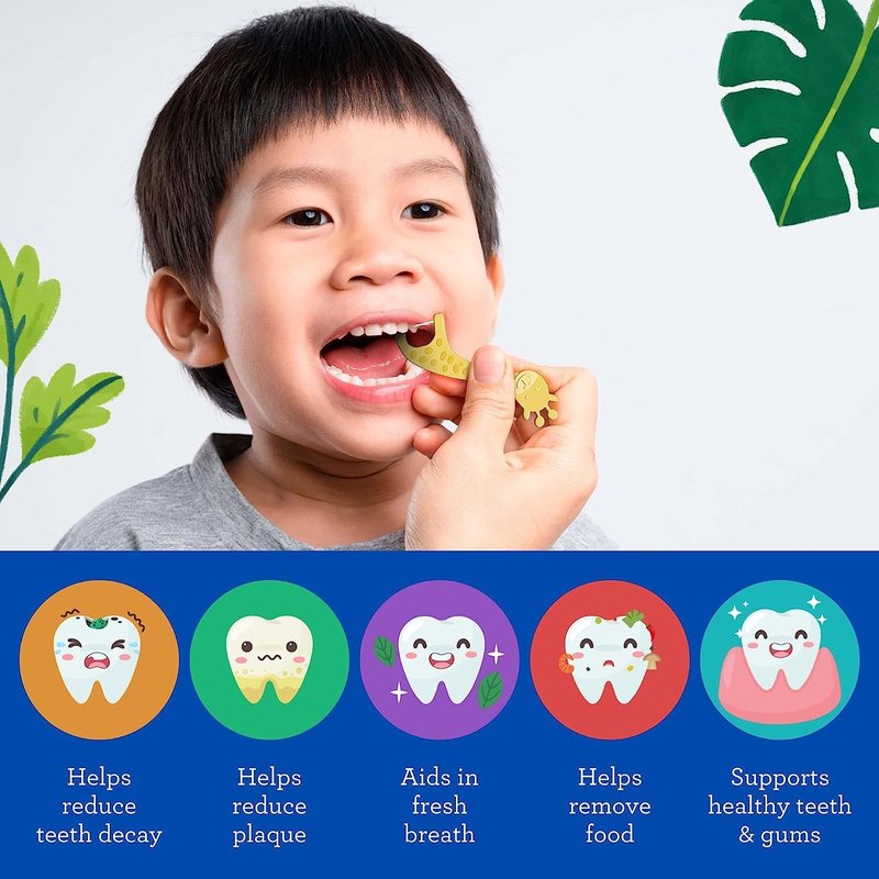GuruNanda Dental Floss Picks for Kids, Extra-Long Giraffe-Shaped Picks, Fluoride-Free, Anti-Slip & Shred-Resistant Design & Eco-Friendly Handle & Berry Flavor, Ideal for Ages 3+, 90 Count (Pack of 1)
