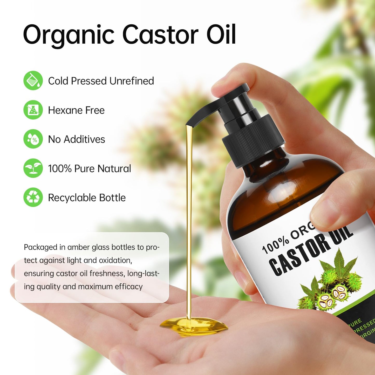 Castor Oil Patches Kit 30 Pack, With 8 oz Organic Cold Pressed Castor Oils, Comfortable Organic Cotton Castor Oil Pack Wrap for Stomach, Belly Button and Liver Detox Ect, Easy of Use and Hygienic