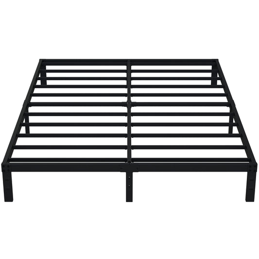 EMODA Queen Bed Frame No Box Spring Needed 10 Inch Heavy Duty Metal Platform BedFrame Queen Size with Steel Slats, Easy Assembly, Black