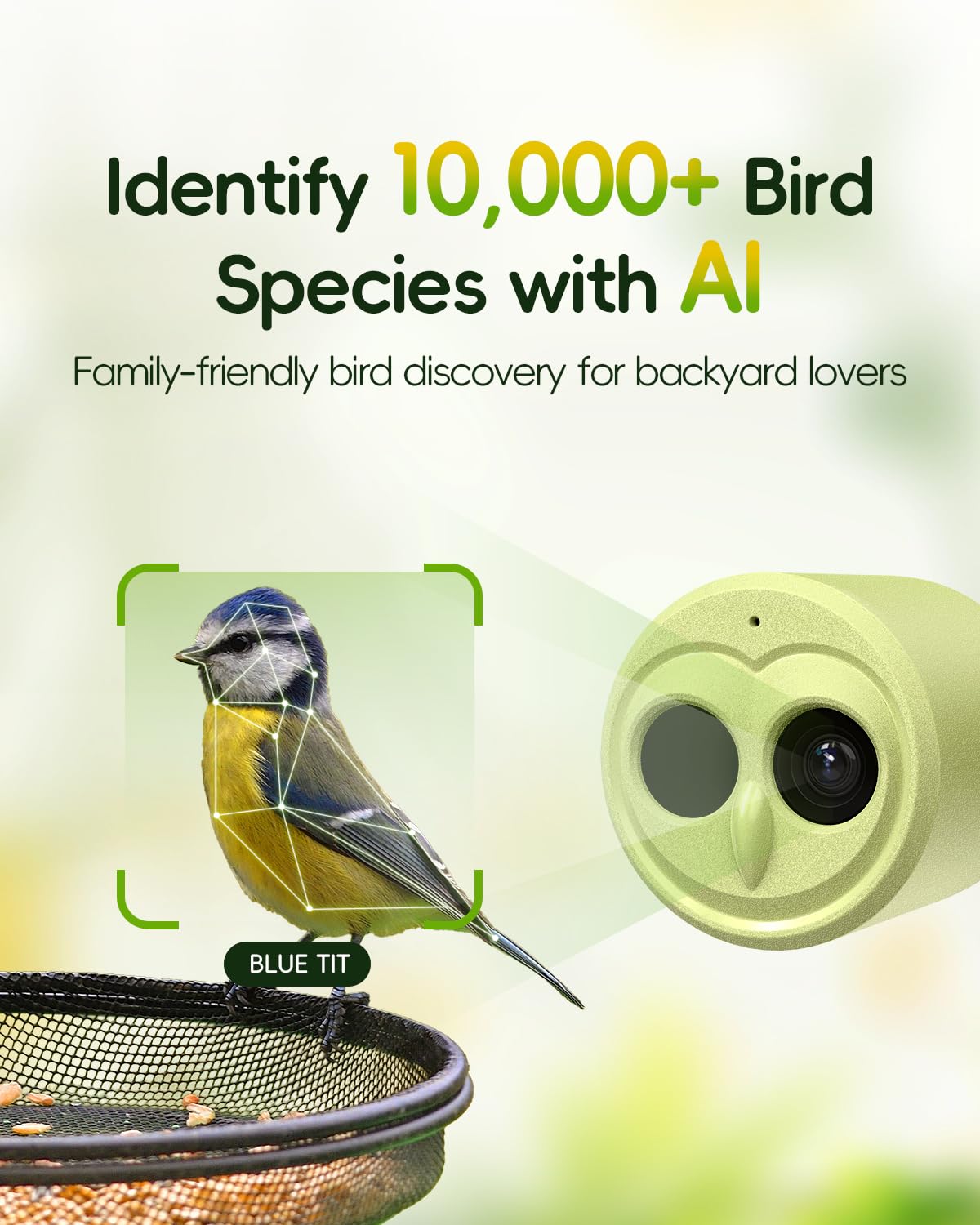 Hibird 4K HD Smart Bird Feeder Camera, 2.4G/5G Dual WiFi Wireless Outdoor, 6X Slow Motion Auto Bird Video Capture, Instant Notifications, AI Identify 10000+ Species for Everyone
