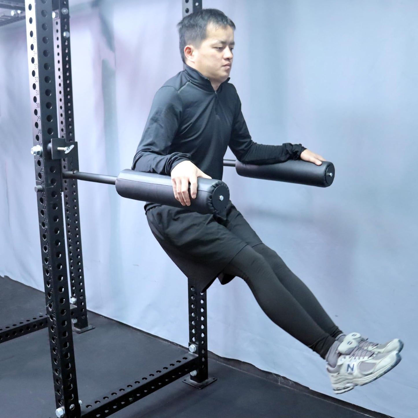 Single Leg Squat Roller for Squat Rack,Extended Length Leg Press Attachment Power Rack Attachments,Bulgarian Split Squat for Home Gym & Leg Training-fu (1" / 26mm Hole)"