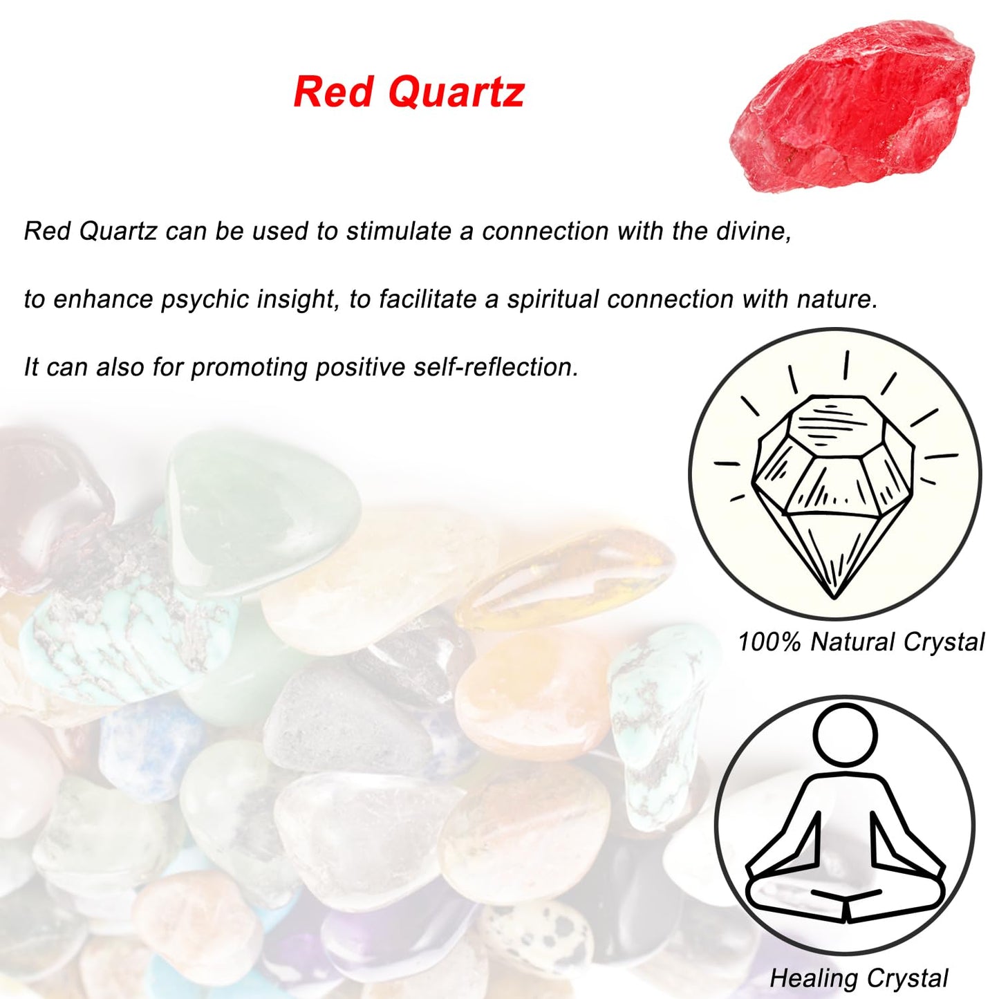 Red Quartz Raw Crystals, Large 1.25-2.0" Healing Crystals Natural Rough Stones Crystal for Tumbling, Cabbing, Fountain Rocks, Decoration, Polishing, Wire Wrapping, Wicca & Reiki