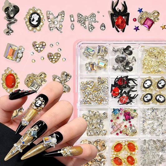 3D Nail Charms and Gems Cute Rhinestones Y2K for Nails Nesign Junk Case Charms Jewels for Nail Art Decorations (Fancy Diamonds)