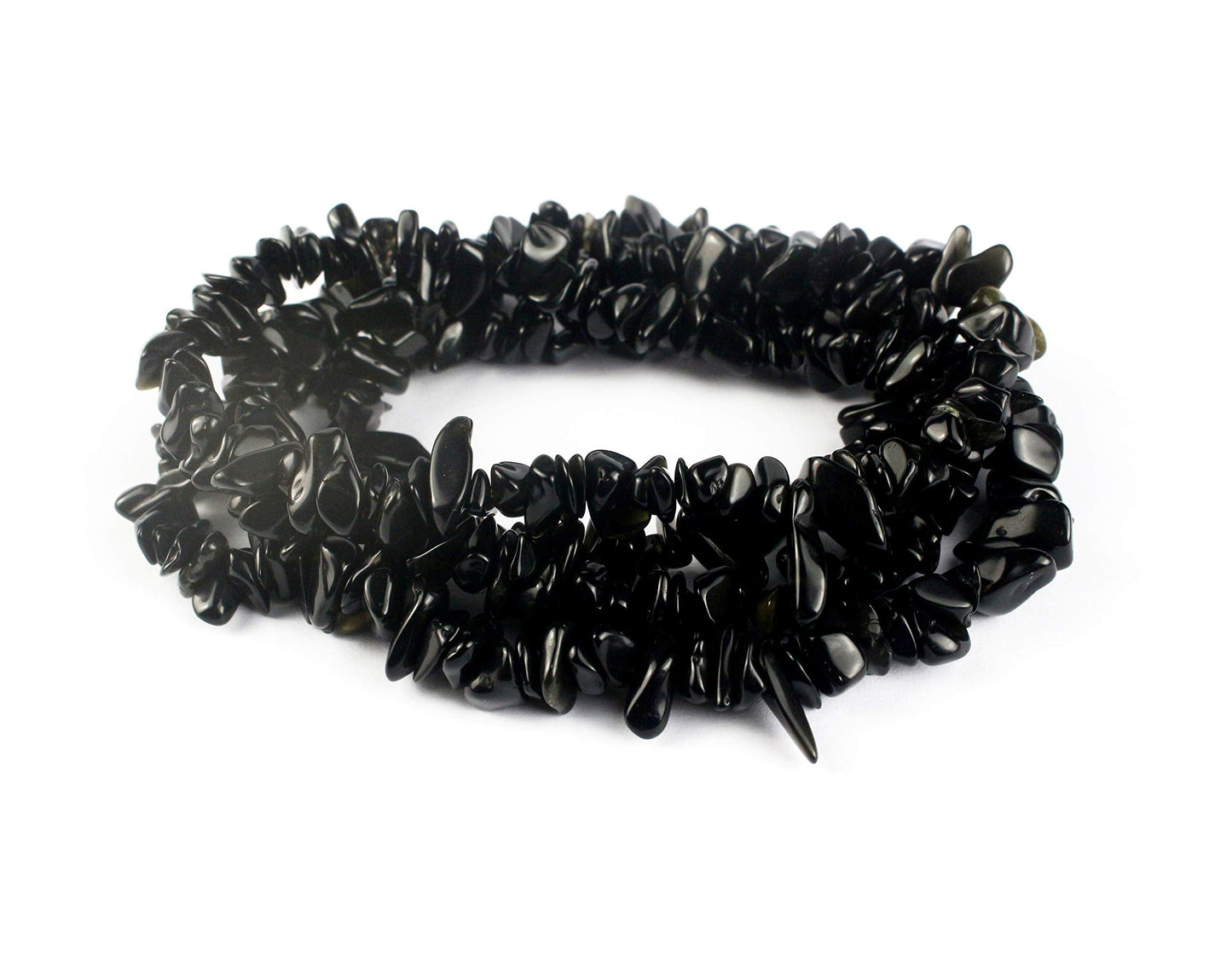 31 inches Chip Stone Loose Gemstones Beads Drilled Strand for Jewelry Making (Black Obsidian)