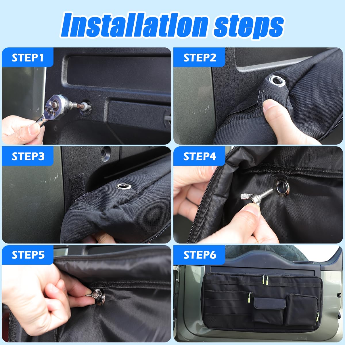 Car Tailgate Storage Bag Compatible with Land Rover Defender 90 110 130 2020-2025 Back Door Panel Storage Pockets Box Multi-Compartment Oxford Cloth,Rear Door Tool Kit Organizer Storage Pockets