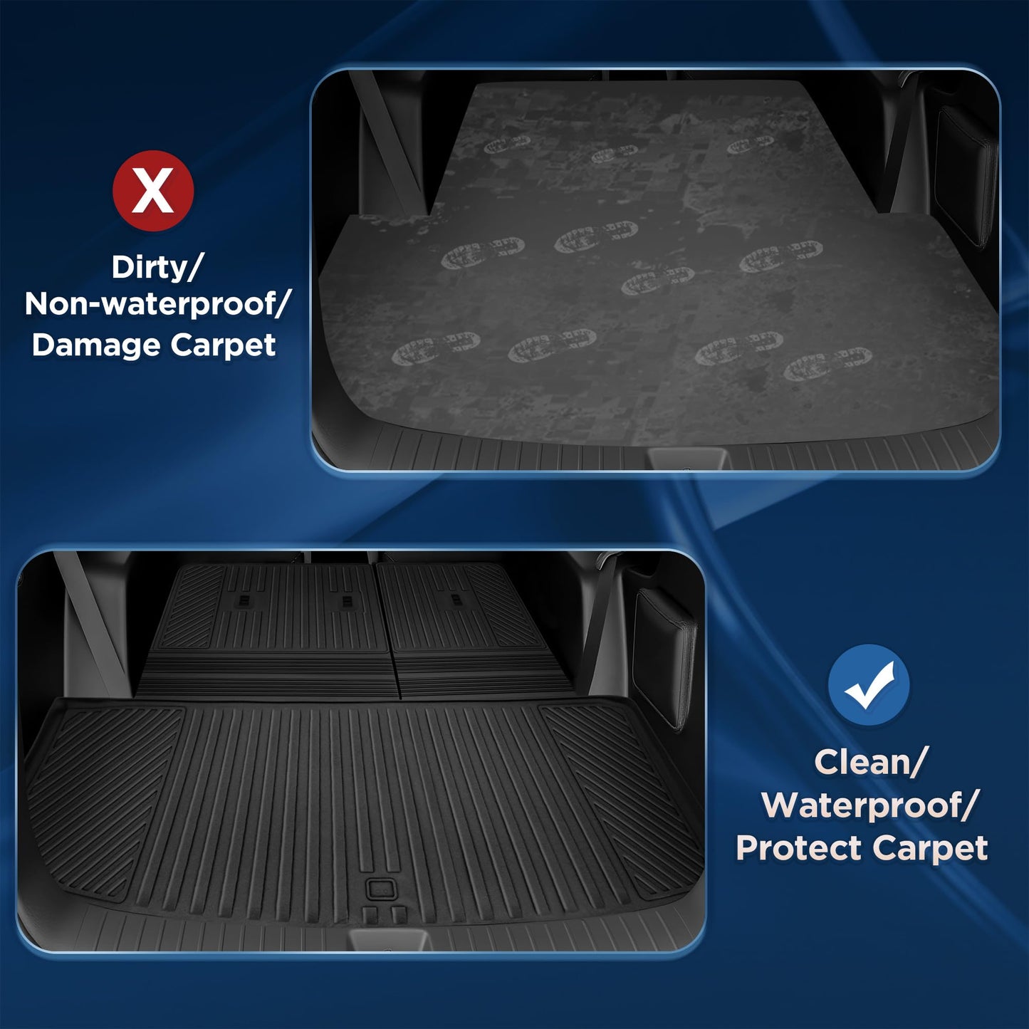 QINQINTU 2026 Palisade Floor Mats Only Hybrid 7-Seat All Weather TPE Cargo Mat with Backrest Mat for Hyundai Palisade Accessories 2026 SEL/SEL Premium/Limited/Calligraphy