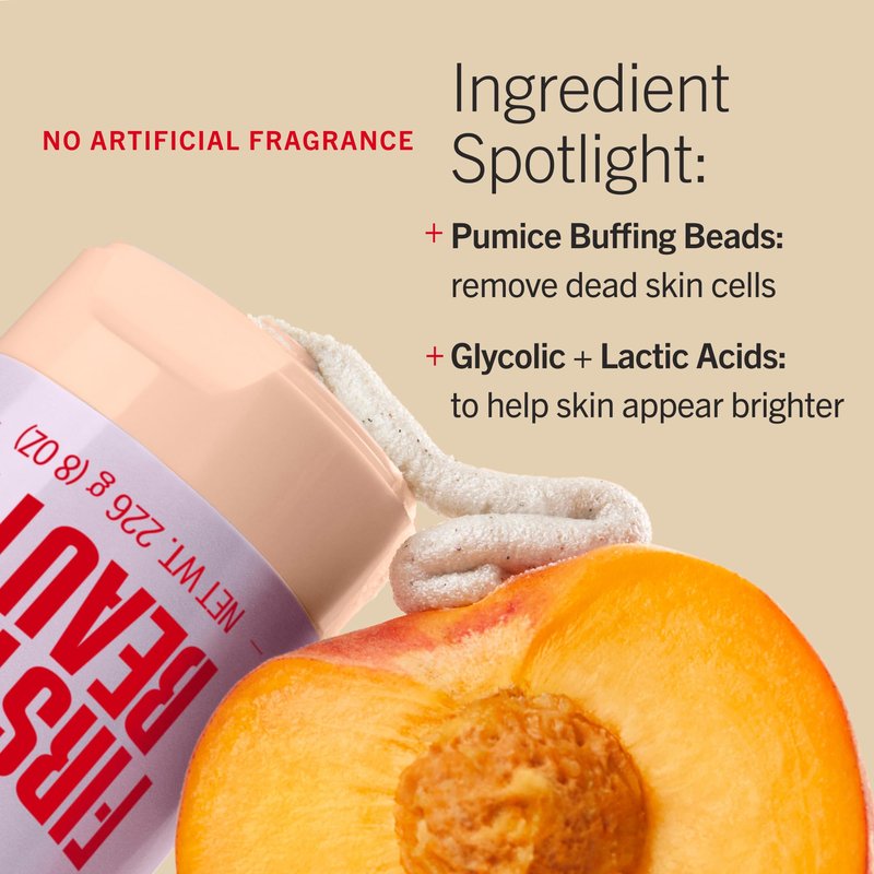 First Aid Beauty KP Bump Eraser Body Scrub with 10% AHA - Dermatologist-Tested Keratosis Pilaris Exfoliator - Support for Rough Bumps & Uneven Skin Texture - Sensitive Skin - 2 oz, Fresh Peach