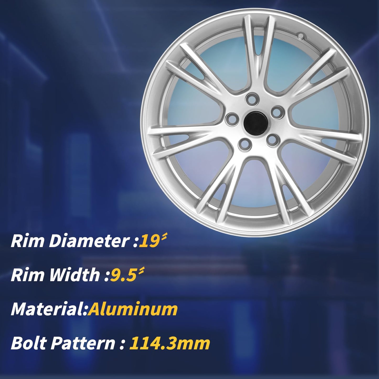 LUNEGUE New 19x9.5"" 19 Inch Premium Aluminum Alloy Wheel Rim Fits for 2017 2018 2019 2020 2021 Tesla Model 3 2020 2021 2022 2023 Tesla Model Y, ALY96958U20N, Silver, OEM Wheels