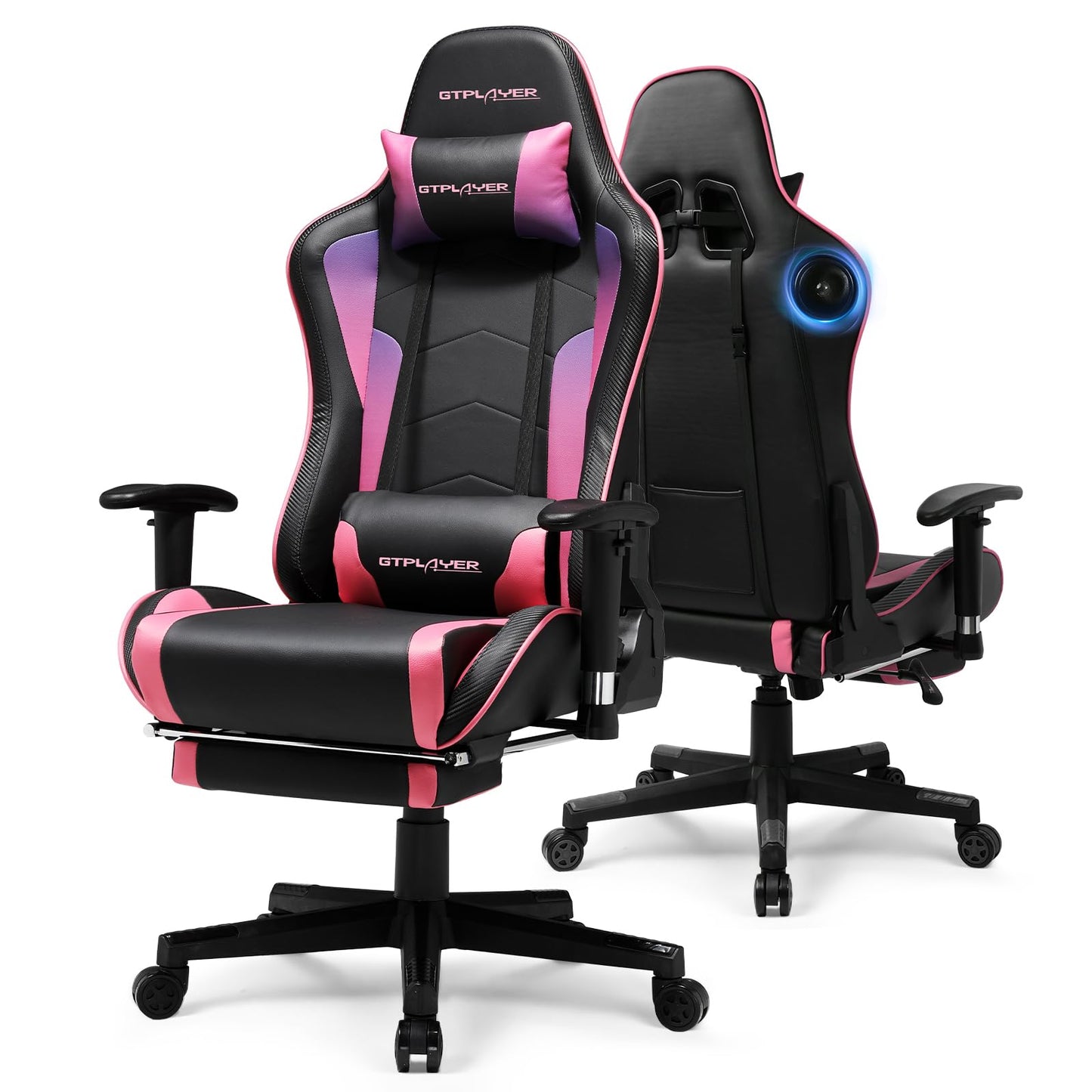 GTPLAYER Gaming Chair,Gamer Chair with Bluetooth and Adjustable Backrest,Seat Height Adjustable Computer Chairs with 3D Armrests,Video Game Chair with Footrest Speakers (Colourful)
