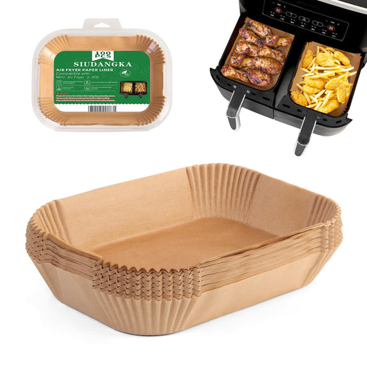 SIUDANGKA Air Fryer Liners Disposable, 200 pcs Rectangle Air Fryer Parchment Paper Sheets Air Fryer Accessories for Ninja SL401 DoubleStack XL 2-Basket Air Fryer