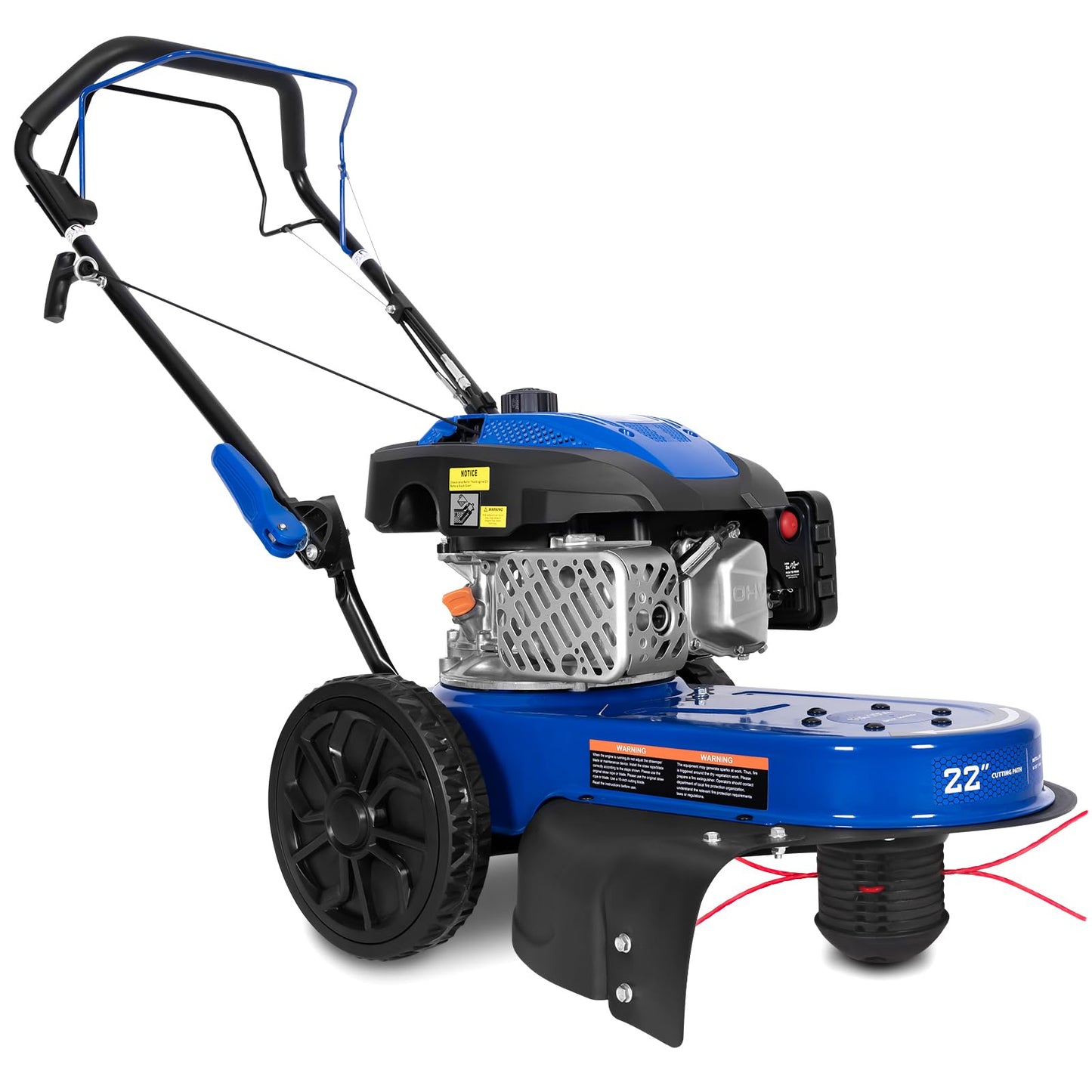 BILT HARD Self-Propelled Walk Behind String Trimmer, 8-Position Cutting Height, 170cc 4-Cycle Gas Brush Hog Mower, 22'' Cutting Diameter, 10'' Flat Free Wheels, Brush Cutter for Lawn, Yard
