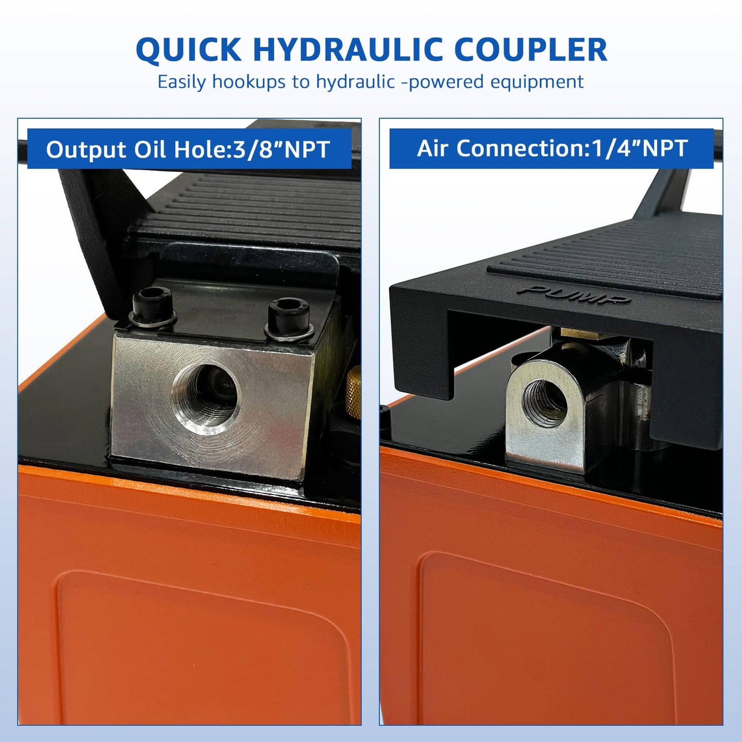 HKTE Professional Air Hydraulic Pump, Foot-Operated, 10,000 PSI, 1/2 Gal Reservoir for Machinery Lifting & Auto Repair