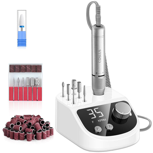 COSLUS E50 Professional Electric Nail Drill: Upgraded Steady Power with LED Display for Acrylics, Gel, Natural Nails - Easy to Use for Women, Nail Art Practice, Desktop Nail File at Home DIY or Salon