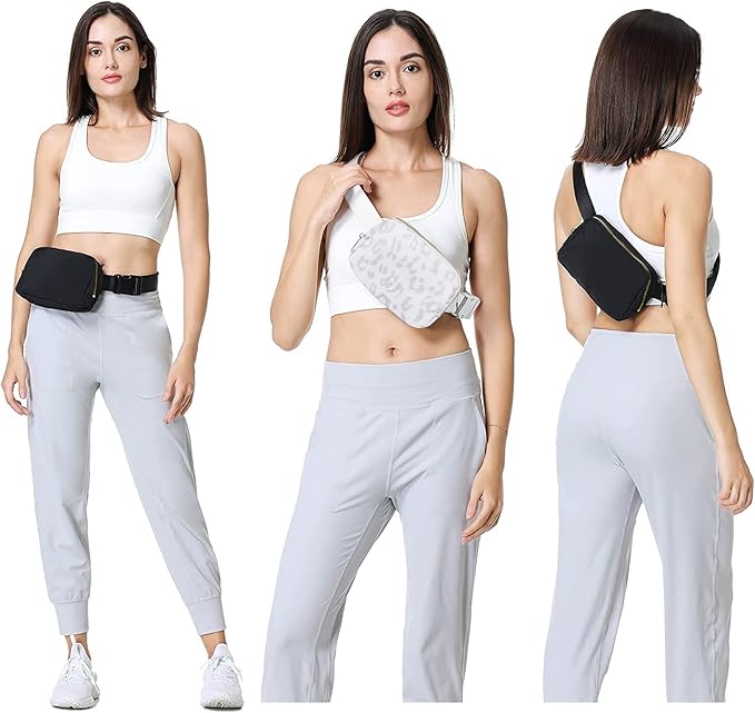 VOROLO Fanny Pack For Women And Men Crossbody Bag Belt Bag with Adjustable Strap Graduation Gifts Leopard White