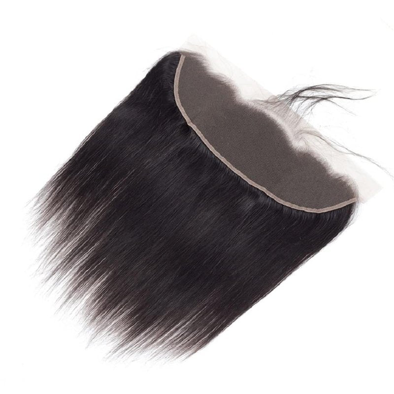 13x4 Lace Frontal Closure Straight Ear to Ear HD Lace Frontal Pre Plucked 16 Inch Brazilian Virgin Human Hair Frontals Free Part 150% Density Hair Extensions Natural Black