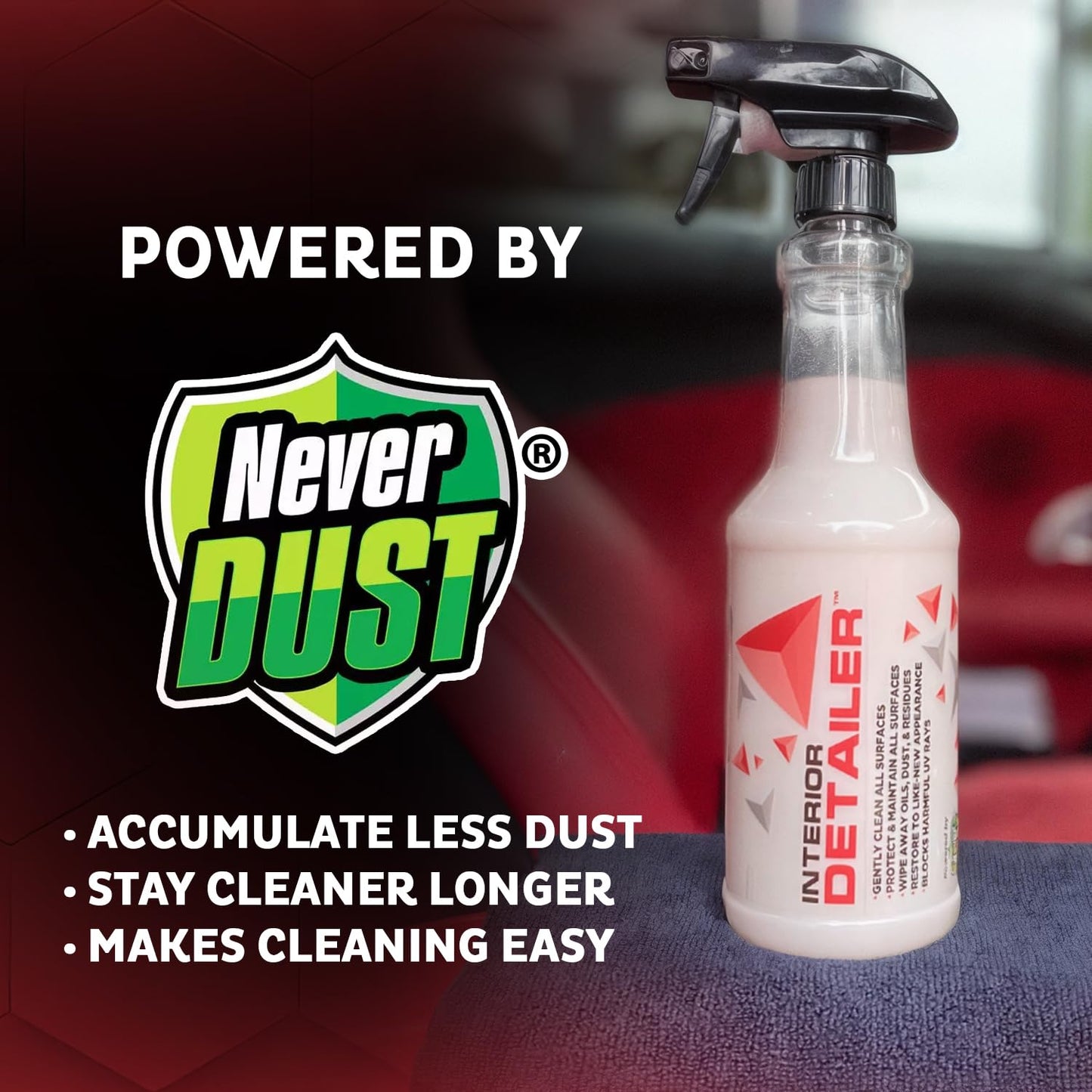 MAXL® Interior Car Cleaner Detailer Spray with NeverDust® Technology Formula (20oz, 6 Pack) - Repels Dust, Wipes Oil, Residue with Matte Finish for Leather, Dash, Trim & Screens - Safe on All Surfaces