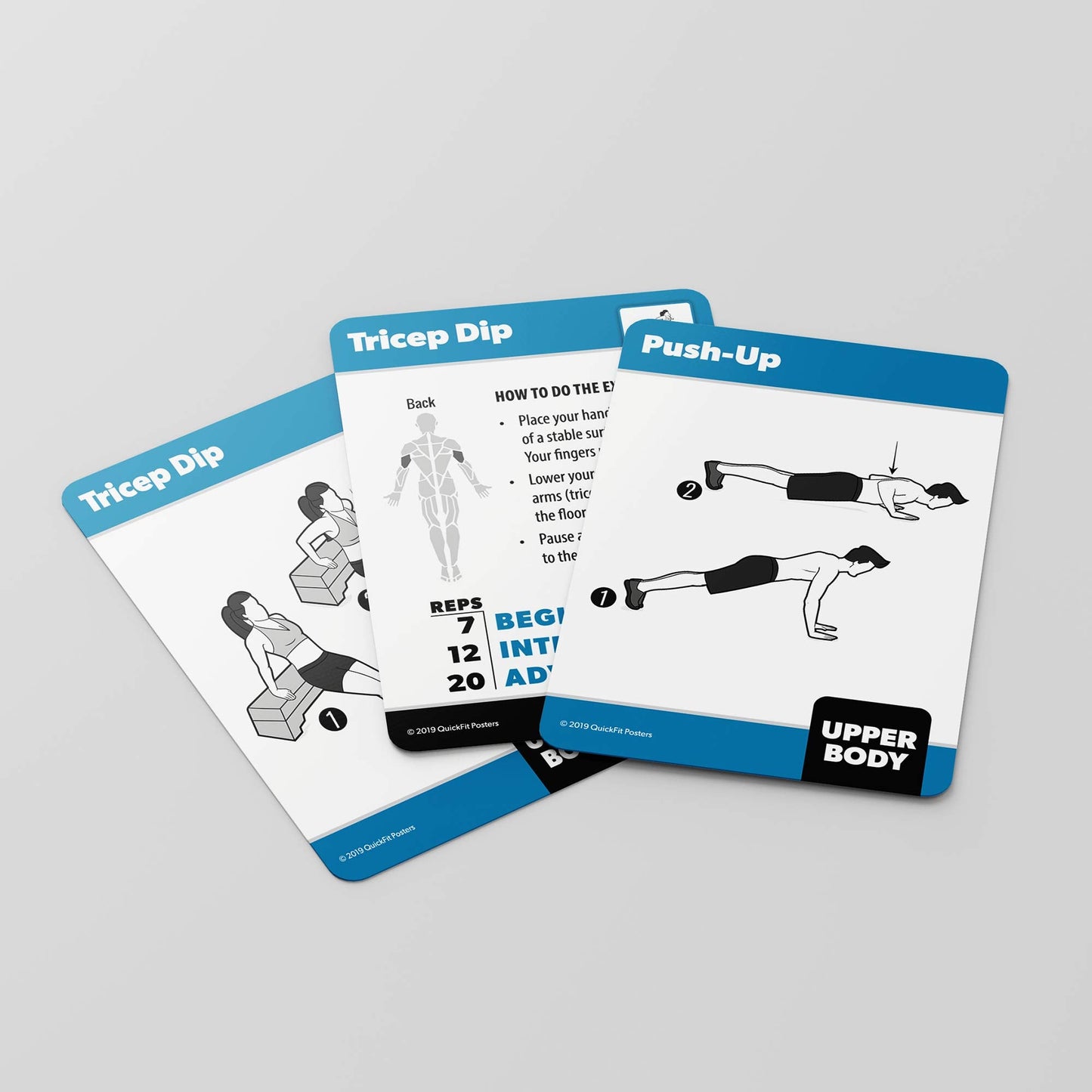 QuickFit 2 Pack - Stretching Exercise Poster - Laminated 18" x 24"" & Bodyweight Exercise Playing Cards - 2.5"" x 3.5"""