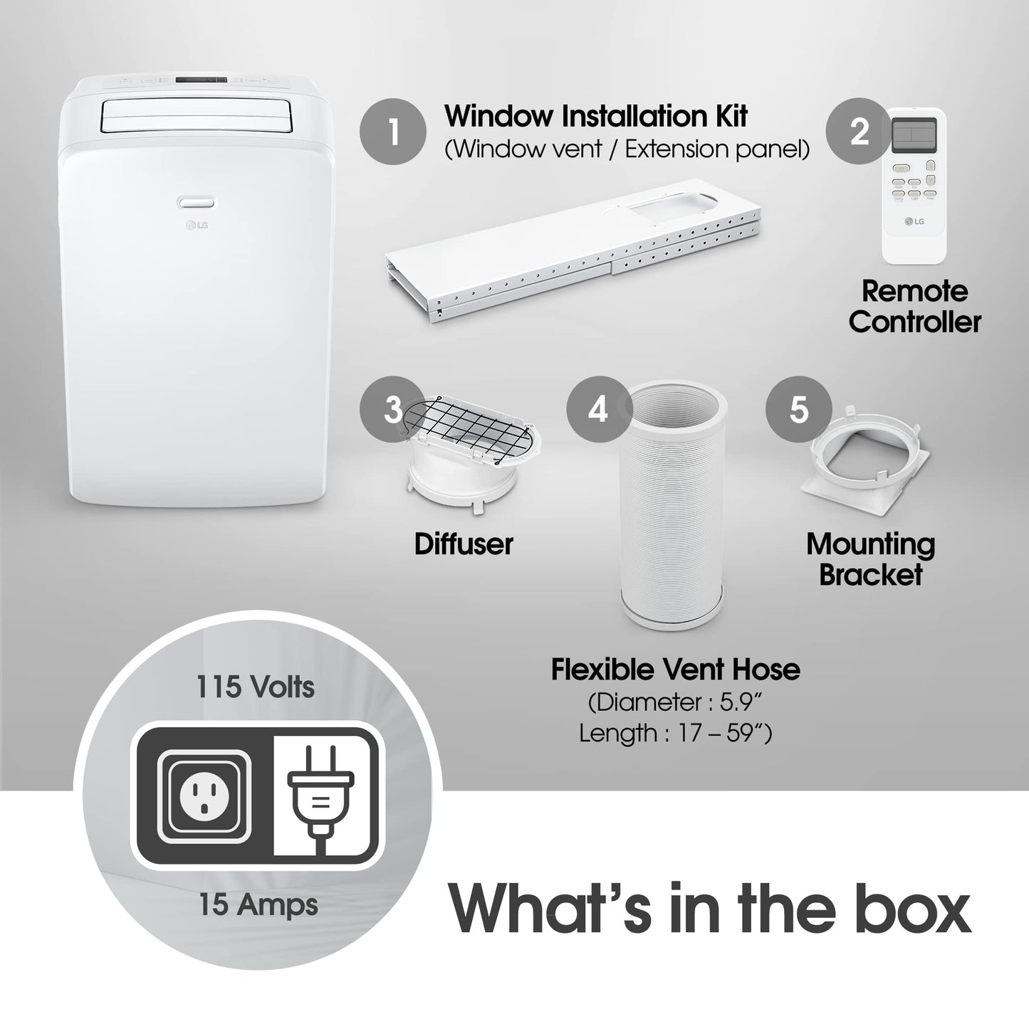 LG 7000 BTU (DOE) / (10500 ASHRAE) Portable Air Conditioners Cools 300 Sqft Easy Install & Remote Control LCD Display Eco-friendly Small Room Air Conditioner AC Unit Cool Home White LP0723WSR