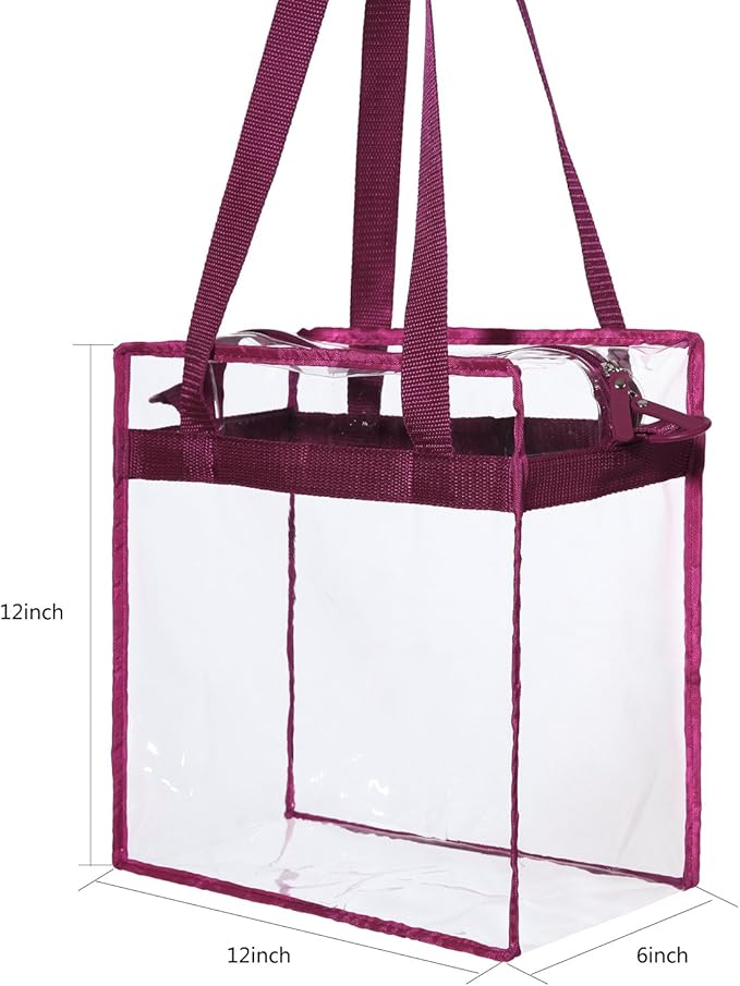 BAGAIL Clear Bags 12x6x12 Stadium Approved Clear Tote Bag with Zipper Closure Crossbody Shoulder Bag with Adjustable Strap