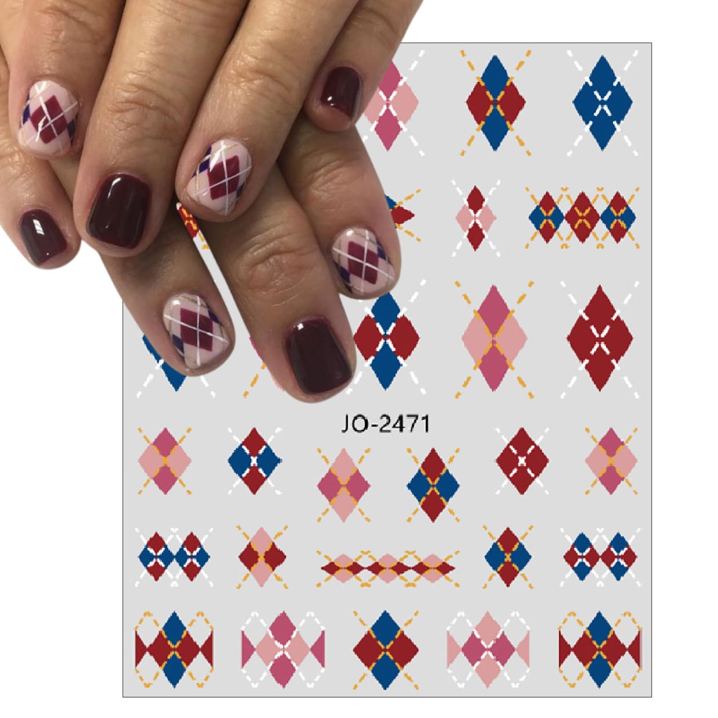 6 Sheets Autumn Winter Plaid Nail Art Stickers Brown Rhombus Bronzing Nail Decals Pegatinas Uñas Classic Plaid Design Geometry Plaid Nail Sticker Nail Supplies for Women Nails DIY Decorations