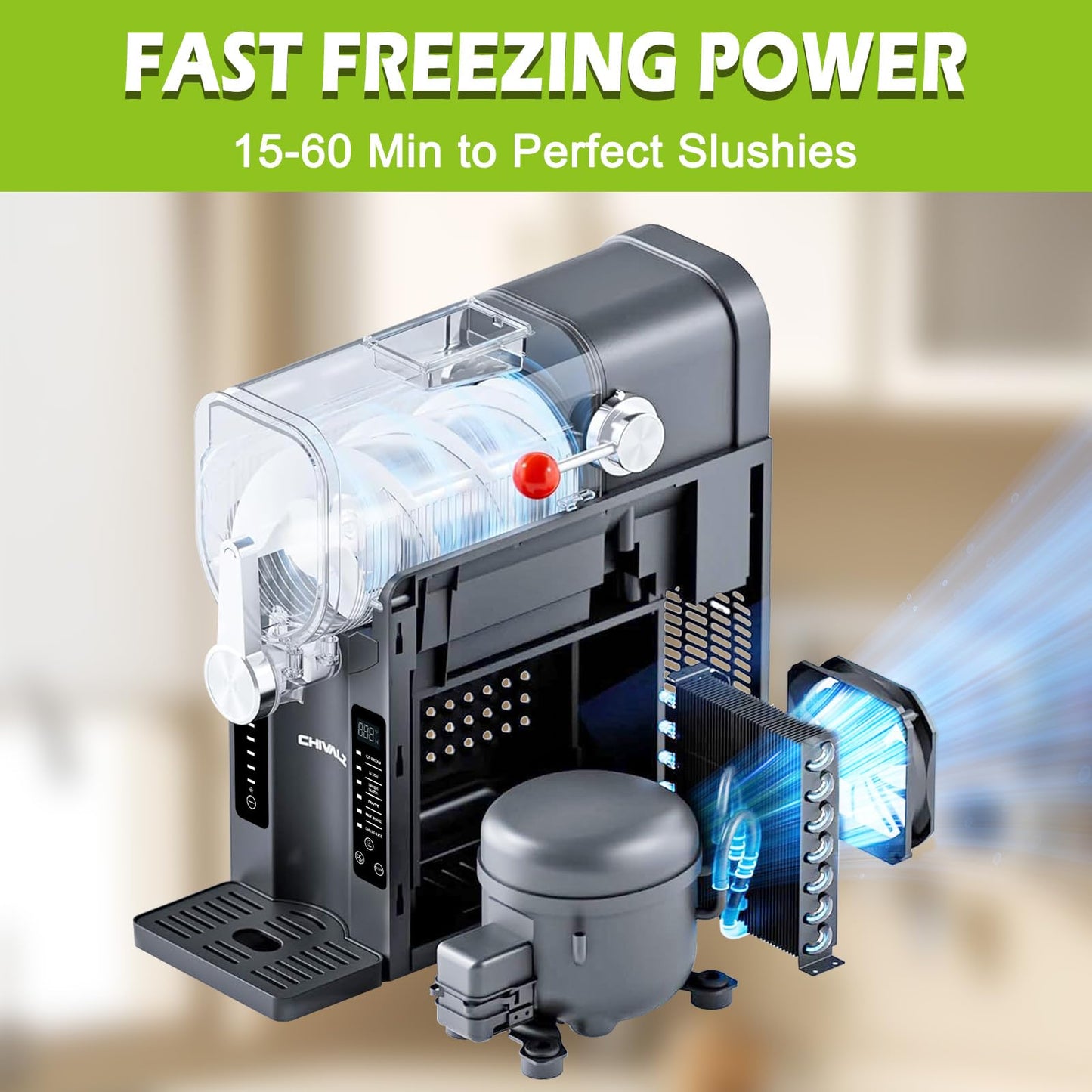 Roaaee Slushie Machine, Frozen Drink Maker & Ice Cream Maker – 88 oz Slushy Machine for Home with 6 Preset Programs for Margaritas, Frappés, Milkshakes, Smoothies & Ice Cream (Dark Silver)