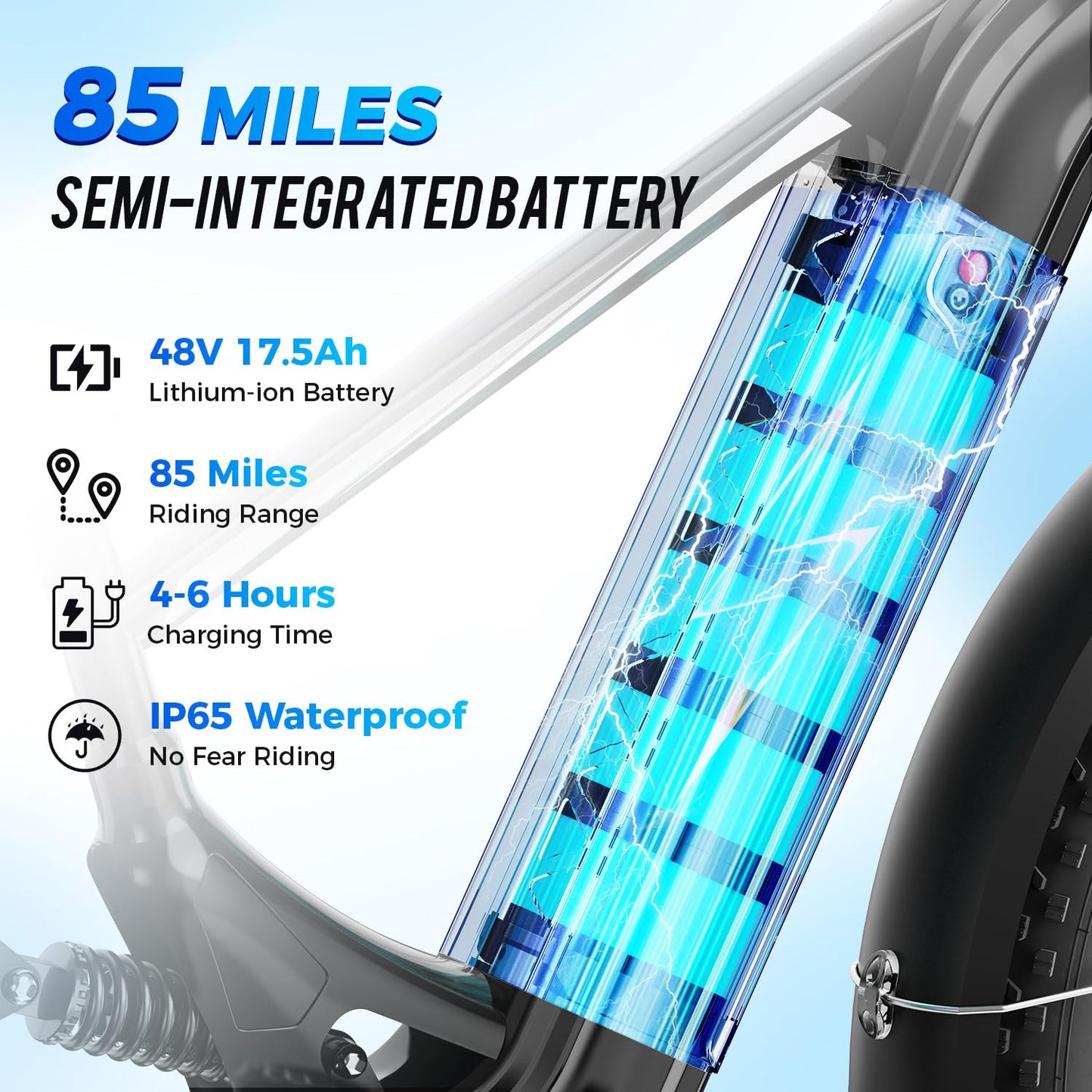 LEONX M2 Pro Electric Bike for Adults with 1800W Motor Peak, 26'' x 4.0'' Fat Tire Ebike, 48V 17.5Ah Battery, 85 Miles Fastest Ebike, 36Mph Electric Mountain Bike, Electric Bicycle with Saddle Bag