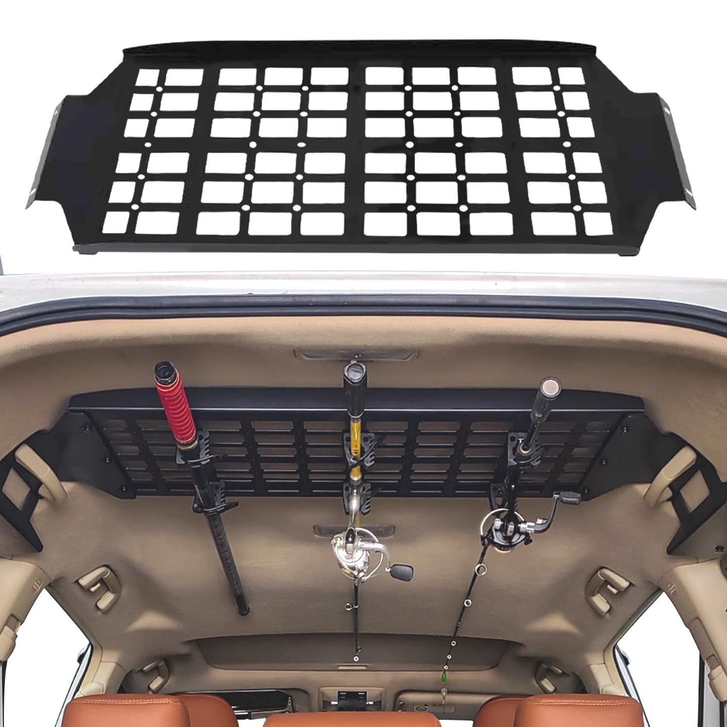 HIGH FLYING for Toyota Prado LC150/Lexus GX460 Car Molle Panels Storage Modular System Trunk Shelf Organizer Rear Cargo Racks (Roof Panel)
