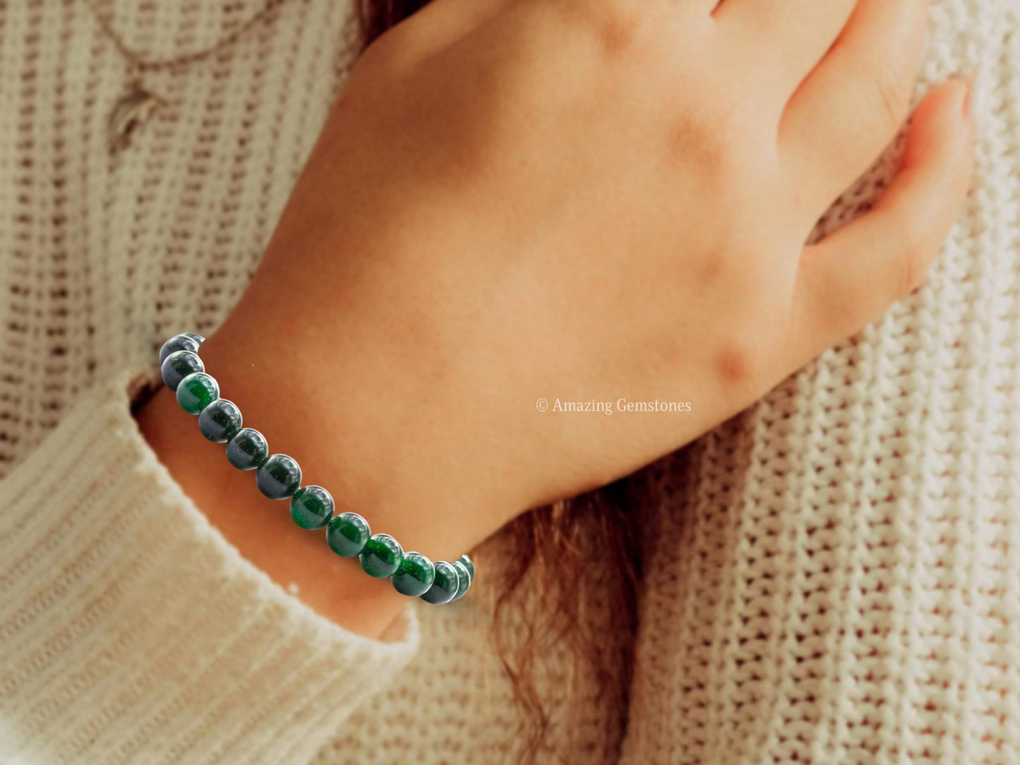 Amazing Gemstone Jade Bracelet, Gifts For Men & Women - Protection Healing Crystal Bracelet - 8mm Gemstone Beaded Adjustable Bracelet, Pulseras Para Hombres Mujer Stocking Stuffers