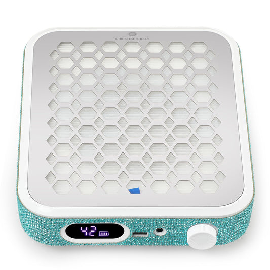 CHRISTINE SHELLY Nail Dust Collector, Rechargeable Dust Collector Nail Tech, Powerful Vacuum Fan Vent Dust Collector Extractor Dust Suction Machine for Acrylic Nails Polishing, Nail Salon&Home, Blue