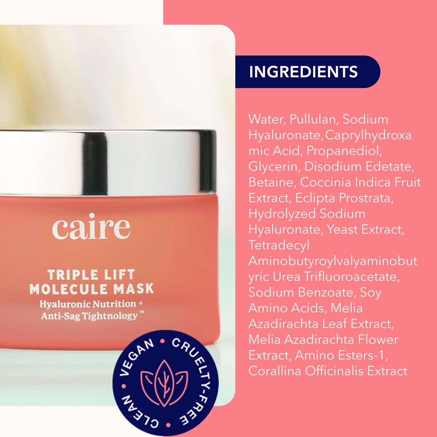 Caire Beauty Anti Aging Hyaluronic Acid Gel Cream Face Lift Molecule Mask, Skin Lift Gel Moisturizer For Face, Neck and Chest -15ml