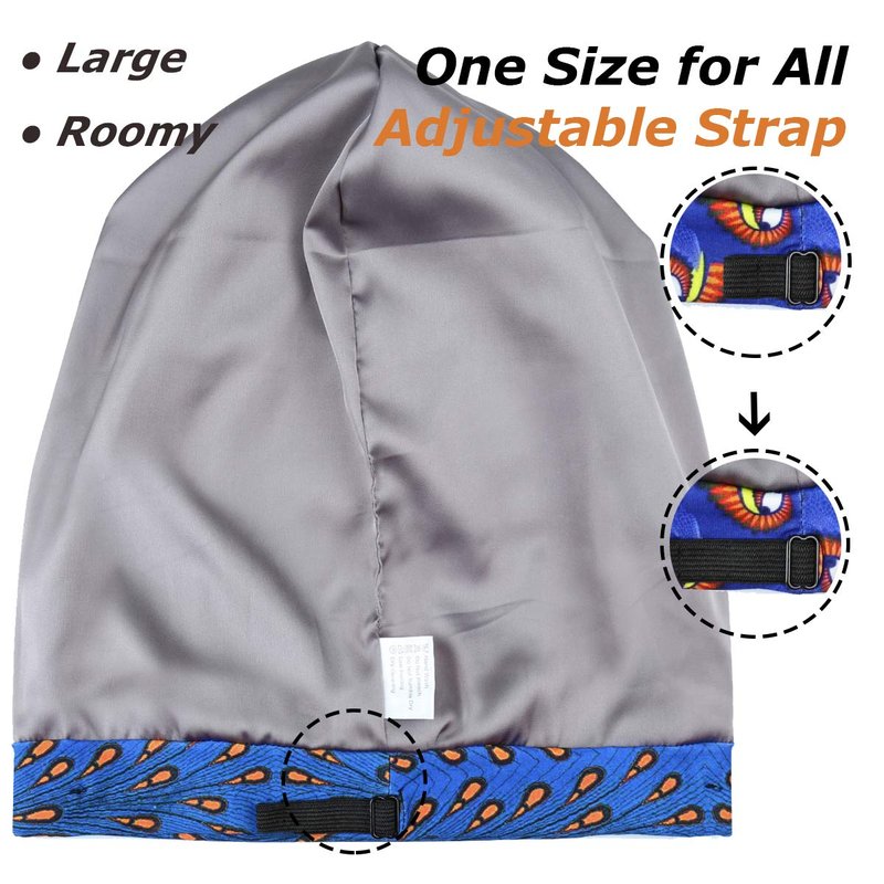 Large Dread Sleep Cap Silky Hair Wrap Slouchy Beanie for Women Curly Long Hair
