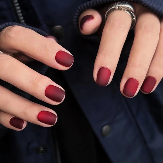 BABALAL Press on Nails Short Square Fake Nails Black Red Glue on Nails Gothic Acrylic Nails Matte False Nails Art Design 24pcs Squoval Manicure Full Cover Artificial Nails for Women Girls