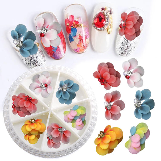 DANNEASY 12pcs 3D Flower for Nails Simulation Flowers Nail Charms Acrylic Nail Art Flowers with Pearls Rhinestones Charms for Nails Decor Resin Nail Decoration Craft Accessories