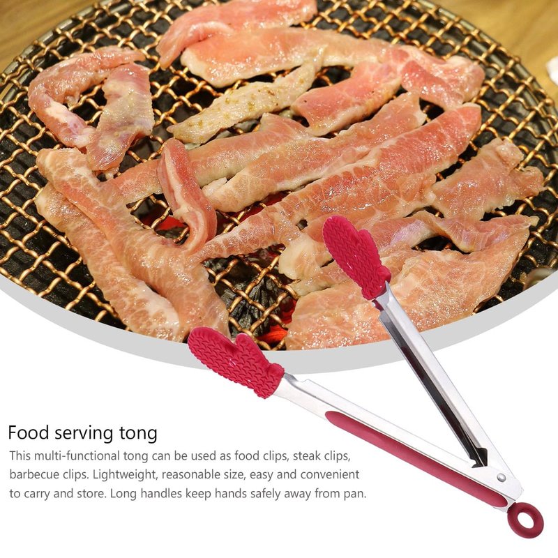 Hemoton Christmas Silicone Tongs,Kitchen Tongs for Cooking Non Stick Cooking Kitchen with Silicone Tips Stainless Steel Food Serving for Grill, Baking,Salad,BBQ,for Xmas Party