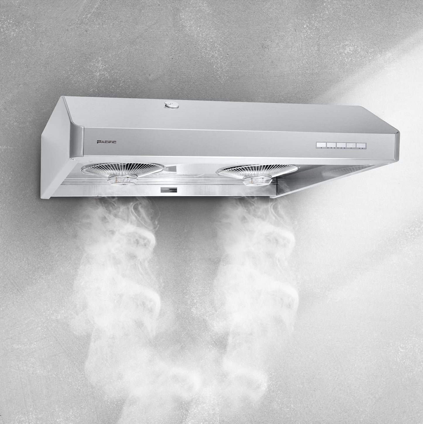 Pacific Auto Clean Under Cabinet Ducted Range Hood 42" - 900 CFM Powerful 6-Speed Kitchen Vent Hood - Electric Stainless Steel - LED Lights, Auto Steam Cleaning, Removable Grease Tray AC3342BS