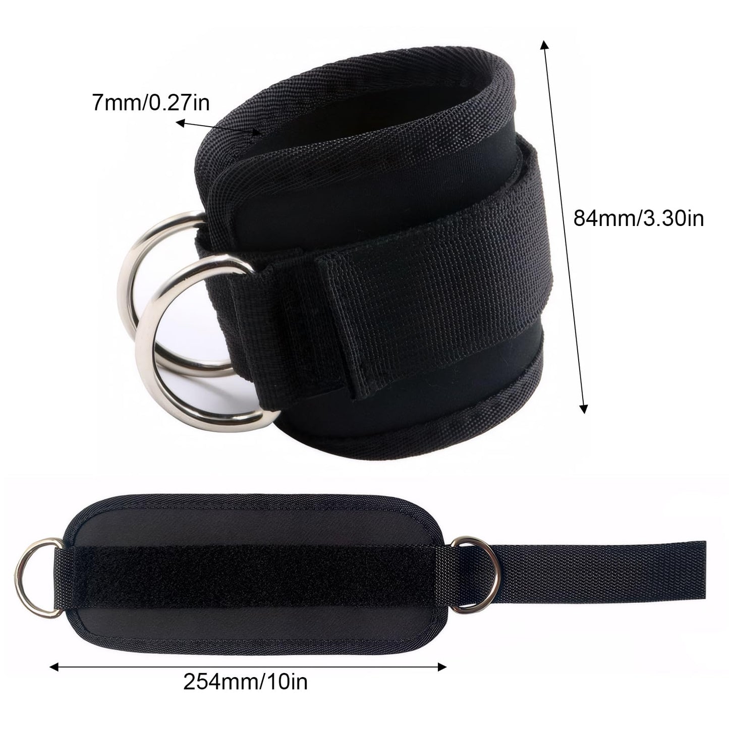 2 PCS Weightlifting Straps with D Ring,Adjustable Wrist Cuffs Gym,Padded Wrist Cuffs,for Cable Machines Strength Training Equipment,Black