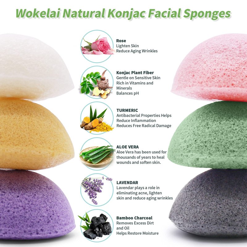Konjac Facial Sponges for Cleansing Exfoliating - Konjac Face Sponge for Washing Face Body, Natural Cleaning Puff Buff Scrubber for Shower Bath SPA for Babys Men Women