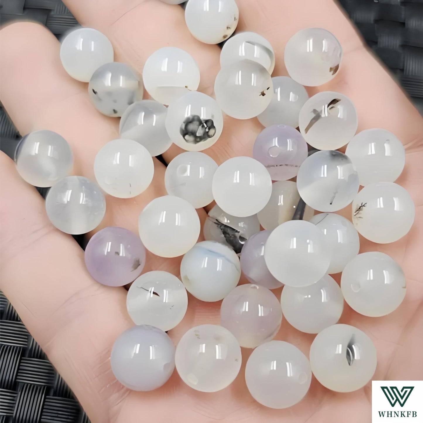 WHNKFB 6mm 100PCS Natural Black Flower Agate Round Beads, Gothic Dendritic Loose Gemstone Beads for Jewelry Making Craft - 4mm 6mm 8mm 10mm Options with Free Elastic Cord