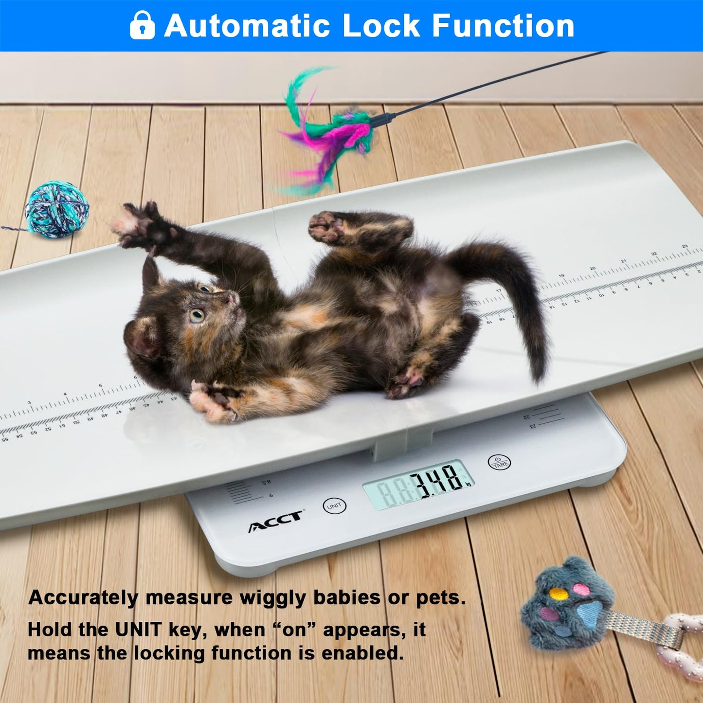 ACCT Digital Baby Scale, 4-in-1 Body Scale for Weighing up to 400 lb, Multifunctional Infant Scale,Pet Scale for Kitty and Puppy, Removable Scale with Hold Function