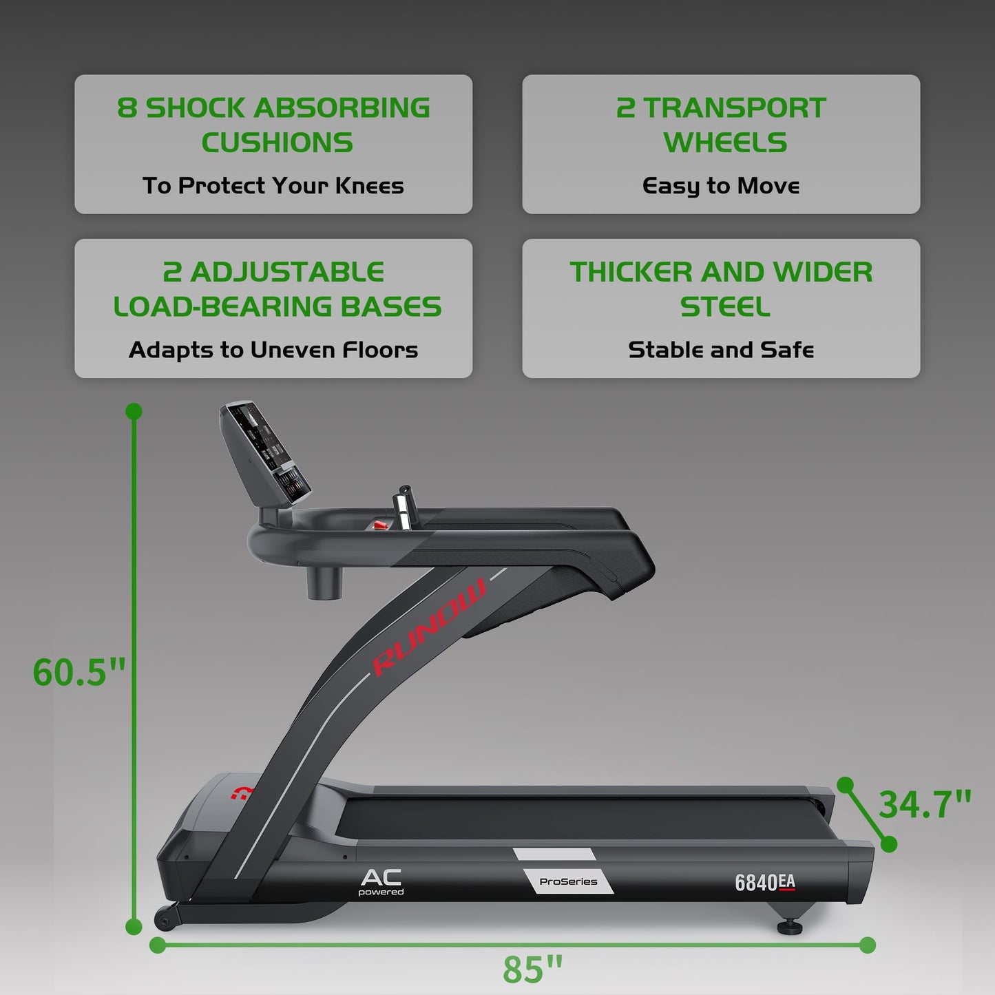 RUNOW Treadmills for Home and Gym 4.0HP Incline Treadmill with 15% Auto Incline, Folding Treadmill with 450 LBS Weight Capacity for Walking and Running