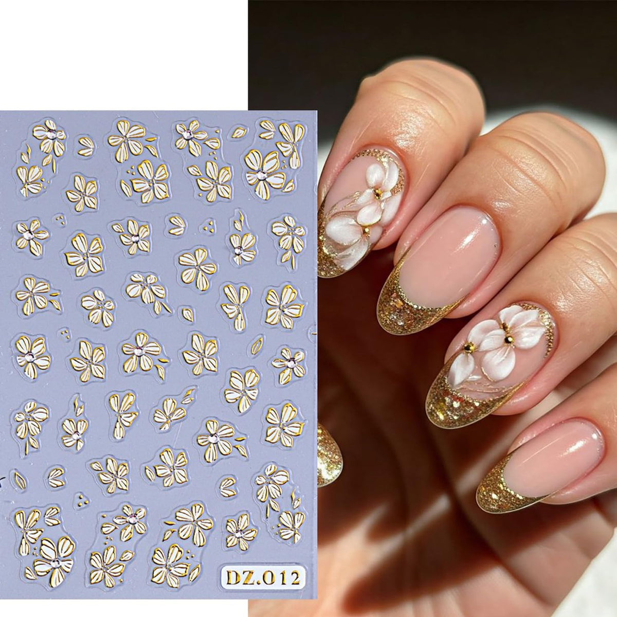Flower Leaves Nail Stickers ins 2pcs Spring Daisy Gold Leaf Floral Art Design Gold Silver Nail Decals Summer Supplies Nail Adhesive Stickers Floral Sticker for Nails DIY Manicure Decorations