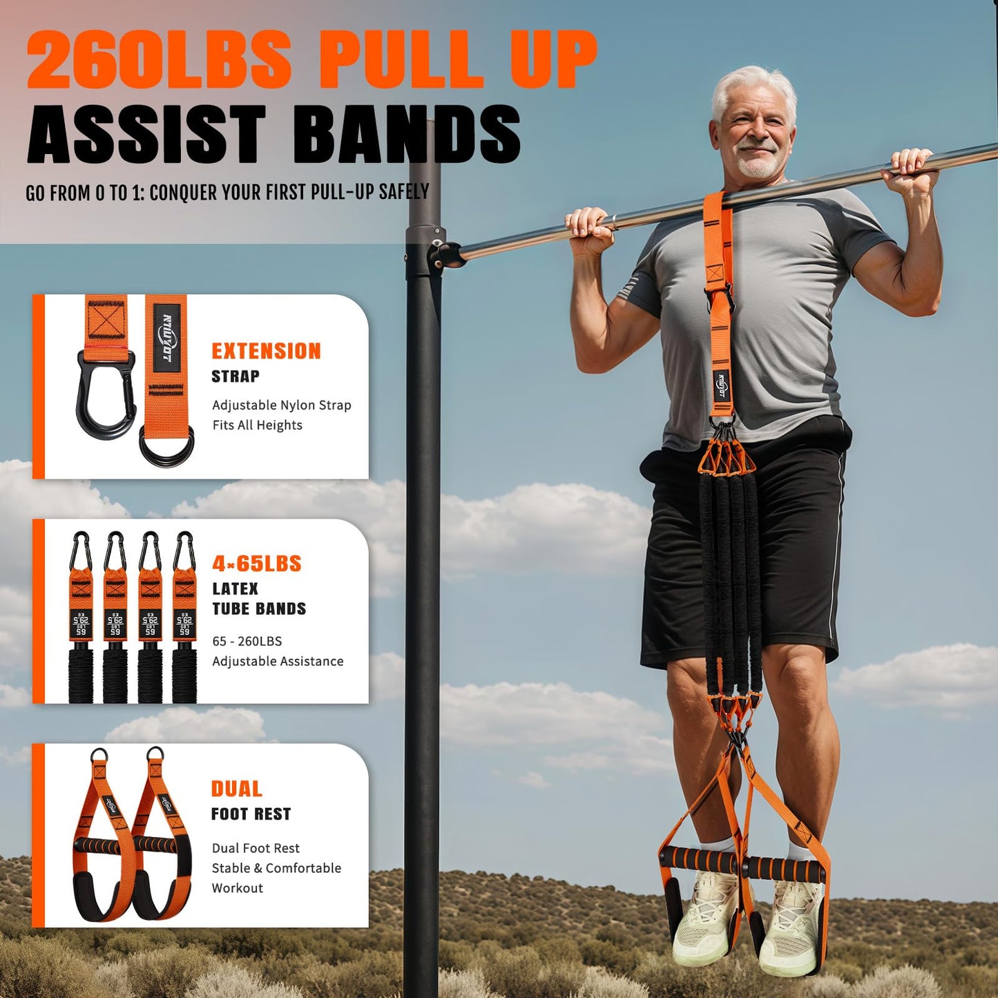 NTIUYOT Pull Up Bands, Heavy Duty Resistance Bands with Handle, Workout Bands for Pull Up Bar, Pullup Assist Band Set for Exercise, Full Body Workout, Home Gym for Enhanced Strength, Muscle Training