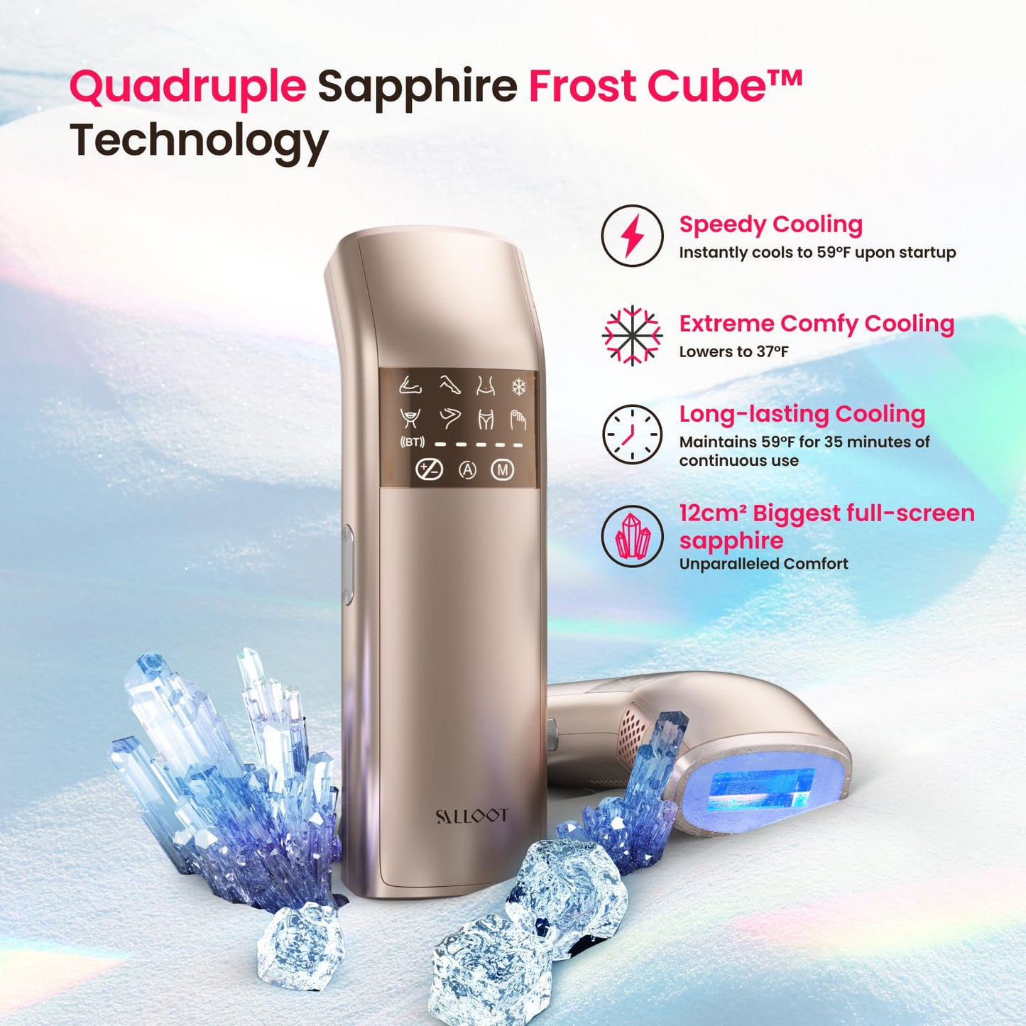 Laser Hair Removal, 25J Energy Triple-Pulse IPL Laser Hair Removal for Women, 12 cm² Comfort Sapphire 37 °F Ice-Cooling Contact, Hair Removal Device for Armpits Legs Arms Bikini Line