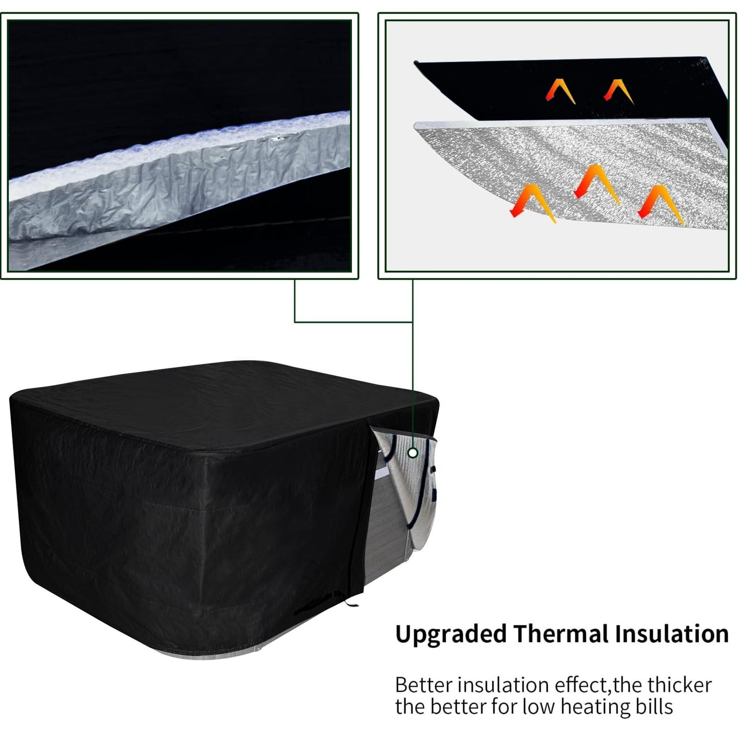 Insulated Hot Tub Cover with Insulation,Hot Tub Thermal Blanket,Winter Protection Spa Cover, Inflatable Waterproof Cap for Energy Efficient Full Coverage Dustproof